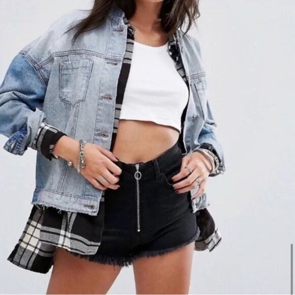 ASOS Noisy May Loverboy Print Denim Jacket Graphic - Picture 2 of 6
